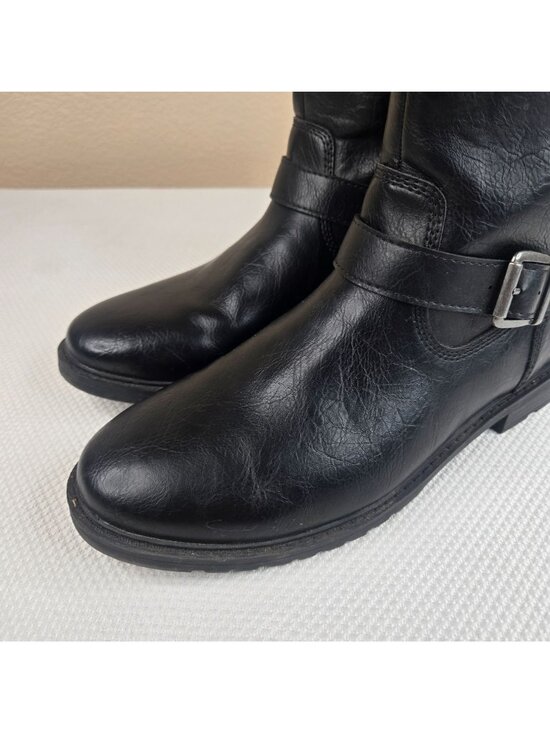 Frye Ojai Black Moto Buckle Boots Mens Size 12M Vegan Leather